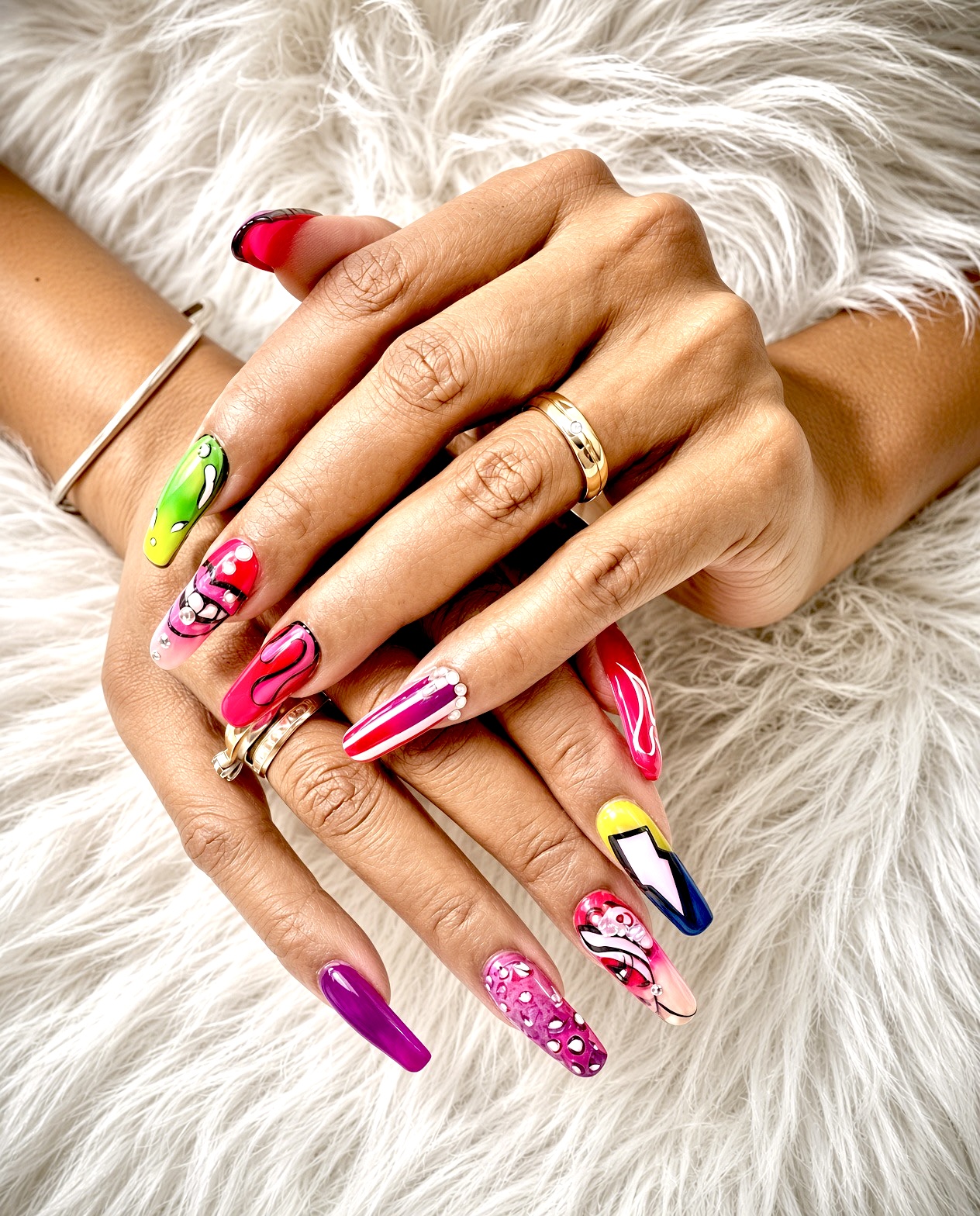 Colourful nail art at 22 Shades Beauty Lounge